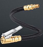 LUMITECO 12'' Tire Inflator Extension Hose, Tyre Pump Clip-On Air Chuck Adapter for Quick-Inflati...