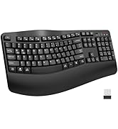 EDJO Ergonomic Wireless Keyboard with Wrist Rest, Wave Keys, for Large Hands, 2.4GHz Full Size Er...