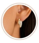 Chunky Gold Silver Earrings for Women Trendy 14K Gold Plated Hypoallergenic Cartilage Hoop Earrin...