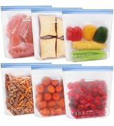 SPLF 6 Pack Stand-Up Reusable Gallon Freezer Bags Dishwasher Safe, Extra Thick 1 Gallon Leakproof...