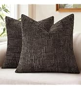 Pallene Chenille Throw Pillow Covers 18x18 Set of 2 Textured Soft Cozy Thick Slubby Decorative Pi...