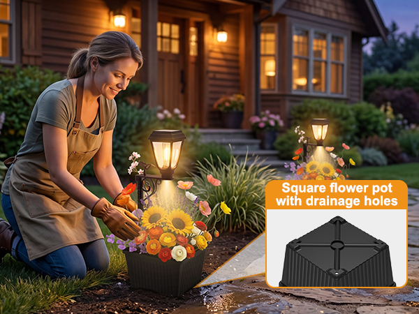 Solar Lamp Post with Planter