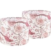 GOSO 2pcs Medium Lampshade Polyester Printing Flowers and Birds Drum Lamp Shade For TableLamp,Flo...