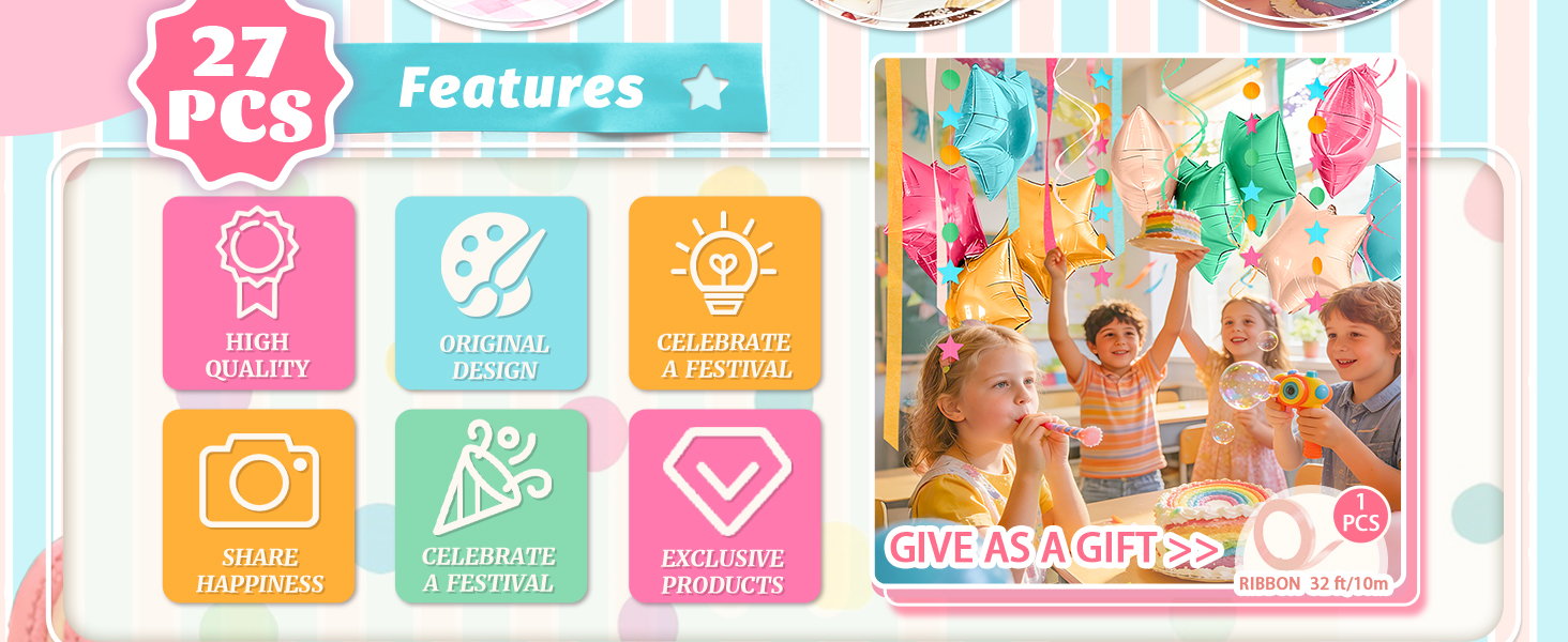 candyland Rainbow party decorations