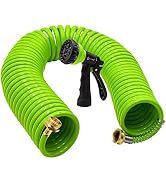 AUTOMAN-Garden-Water-Hose-Recoil,50 Feet EVA Curly Water Hose with Brass Connectors,Watering Hose...