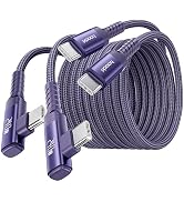 toocki USB C Cable 240W, Fast Charging Type C Cord, 2Pack, 10ft, Purple | Right-angle, Nylon Brai...