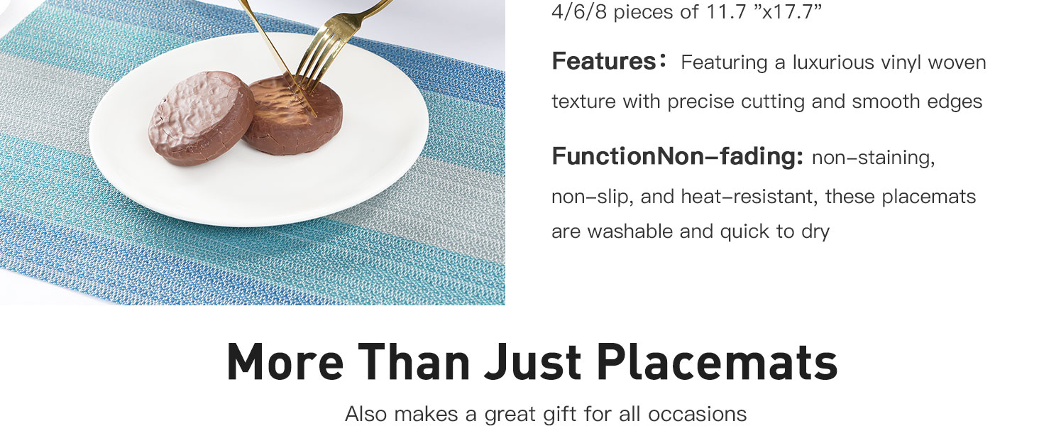 Place Mats Non-Slip Vinyl Woven Table Mats Wipeable Placemat for Kitchen Dining Table Decoration