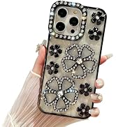 Uioeua Compatible with iPhone 14 Pro Max Flower Case,Cute Glitter Bling 3D Diamond Flower with Lu...