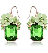 BriLove Fashion Elegant Rhinestone Enamel Rose Flower Hook Dangle Earrigns for Women