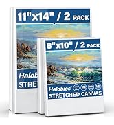 Halobios 4 Packs Blank Canvases for Painting with 8x10in,11x14in(2 of Each), Stretched Canvases f...