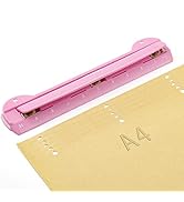 WORKLION 3 Ring Hole Puncher for Binders,Pink,with 10" Ruler, Plus Paper-chip Tray Design,Paper l...