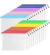 SUNEE Plastic Mesh Zipper Pouch 11x16 in (8 Colors, 24 Packs),Extra Large Water-Resistant Zip Bag...