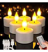 PChero Flameless Rechargeable Tea Candles with Remote Timer, Battery Operated Rechargeable Candle...