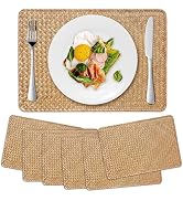 6 Pack Woven Placements, Seagrass Placements, Rectangular Rattan Placements, Natural Wicker Place...