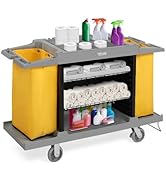 TUFFIOM Industrial Multifunctional Hotel Cart,Commercial Traditional Cleaning Janitorial Room Ser...