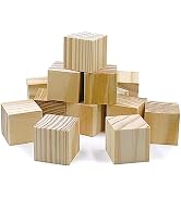 Wooden Blocks for Crafts, Unfinished Wood Cubes, 1.5 Inch Natural Wooden Blocks, Pack of 15 Wood ...