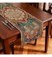 Nuxovilar Ornate Persian Flax Table Runner 13x72 Inches - Persian Floral Table Runner for Elegant...
