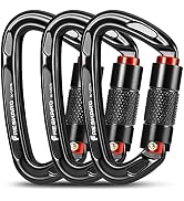 FresKaro UIAA Certified 25KN Auto Locking Climbing Carabiner Clips, Twist Lock, and Heavy Duty Ca...