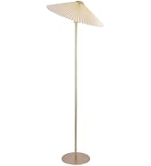 KUNJOULAM Pleated Floor Lamp, Gold Pole Floor Lamps, Simple Design Tall Lamp with Beige Lampshade...