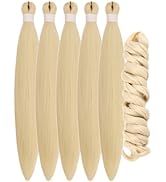 Blonde Braiding Hair Pre Stretched Knotless Braiding Hair for Boho Braids Ocean Wave Boho Hair Ex...