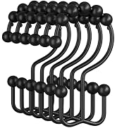 Amazer Shower Curtain Rings, Rust-Resistant Metal Double Shower Hooks for Curtain Rolling Shower ...