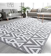 Ompaa Ultra Soft Shaggy Rugs Memory Foam Bedroom Carpet, Grey 5 x 8 Feet, Plush Geometric Texture...