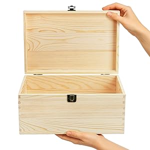 Yarlung Unfinished Wooden Box with Hinged Lid