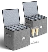 punemi Champagne Flute Storage Container, 2 Pack Wine Glass Storage Box w/Hard-Shell Top, Bottom ...