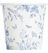 Crisky 150 Pack Paper Bathroom Cups 3oz Disposable Elegant Design Blue Floral Small Mouthwash Hot...