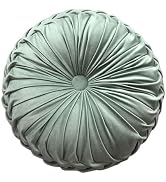 Teieas Round Throw Pillow Velvet Home Decoration Pleated Round Pillow Cushion for Couch Chair Bed...