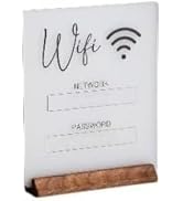 Acrylic WiFi Sign Board - Chalkboard Style WiFi Sign for Home & Store Displays, White (No Base)