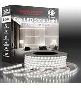 Shine Decor LED Strip Light Easy Connectable, 6000K Cool White, Cold Resistant Weatherproof for I...