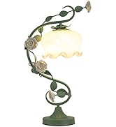 DEIGEHJRE Modern Bedside Lamp, Stained Glass Flower Table Reading Lamps, Nightstand Desk Lights, ...