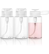 3 Pack Push Down Pump Bottle Dispenser for Makeup Remover, Facial Toner, Micellar Water, Alcohol,...