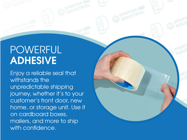 Powerful Adhesive: Our clear packaging tape bonds securely to cardboard, mailers, and more