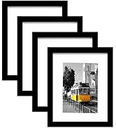 Picrit 8.5x11 Picture Frame Set of 4, Made of High Definition Real Glass, Display 6x8 with Mat or...