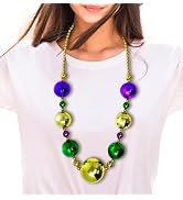 4E's Novelty Mardi Gras Jumbo Bead Necklace Purple Gold Green Huge Disco Ball Dress Up Necklace A...