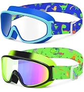 Vvinca Kids Swim Goggles 2 Pack, Cartoon Comfort Fabric Strap No Hair Pulling Anti-Fog/UV Swimmin...