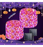 Purple and Orange Halloween Solar String Lights Outdoor, 2 Pack 80FT 200LED Solar Twinkle Lights ...