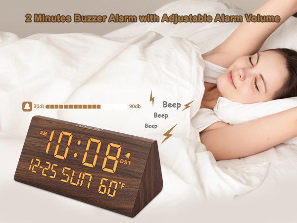 wooden alarm clock