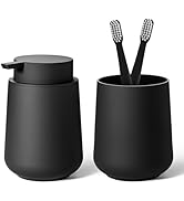 zuxzmj Matte Black Bathroom Accessories Set Plastic Hand Soap Dispenser and Toothbrush Holders 2 ...