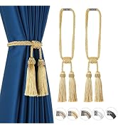 Fenghuangwu Magnetic Curtain Tiebacks 2 Pack Tassel Curtain Tieback Modern Handmade Tie Backs,Dec...