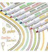 ZSCM Metallic Markers Outline Pens, 8 Colors Self-outLine Paint Pen Permanent Marker Pens for Gif...