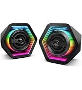 BESTISAN Computer Gaming Speakers with 8 RGB Modes, Compact Design, AC Powered Desktop Speaker wi...