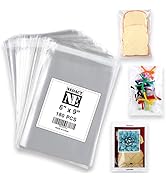 Clear Adhesive Cellophane Bags-180 PCS 6"x9" Self Sealing Bags Good for Bakery, Candle, Soap, Coo...
