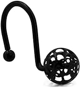 MitoVilla Black Metal Shower Curtain Hooks Rings, Metal Shower Hooks for Shower Curtain & Liner, ...