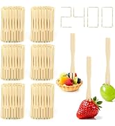 2400 Bamboo Appetizer Forks, 3.5 IN Mini Bamboo Forks for Charcuterie Boards Accessories, Fancy T...