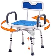 VEVOR Swivel Shower Chair 360 Degree, Adjustable Shower Seat with Armrests and Backrest for Insid...