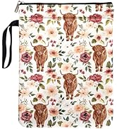 for Women Who Love Books & Nature - Rose and Highland Cow Book Sleeve | Waterproof Vintage Design...