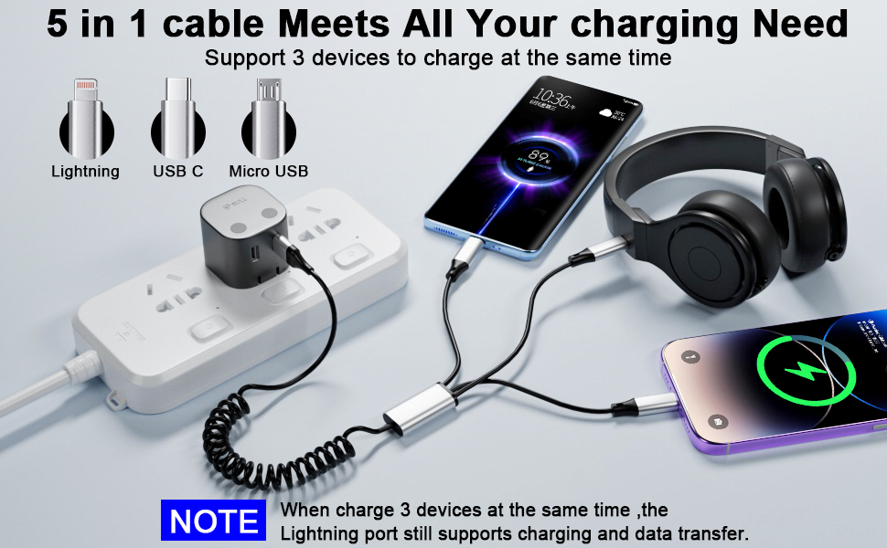 usb c to lightning cable coiled